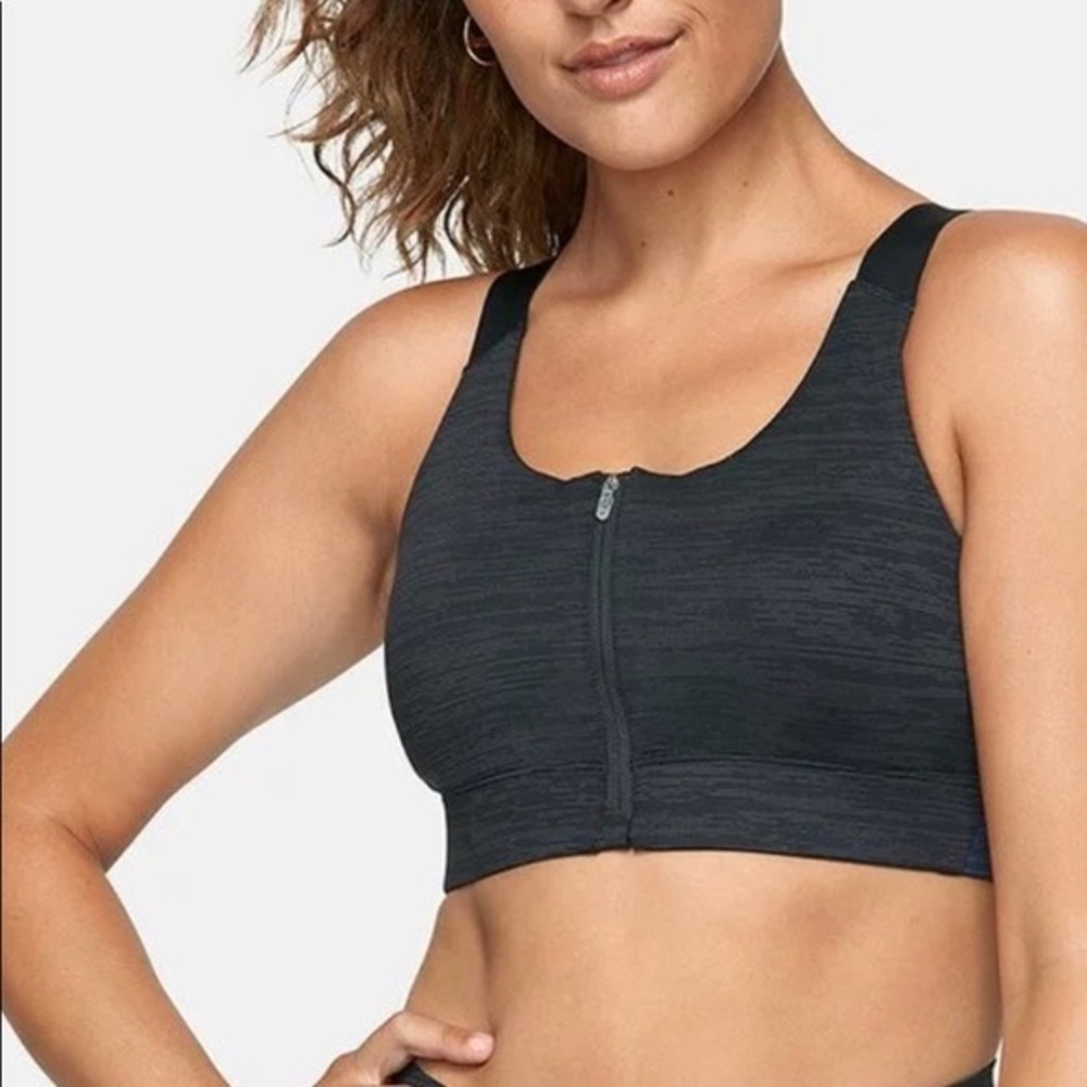 Outdoor Voices Black Zip Bra